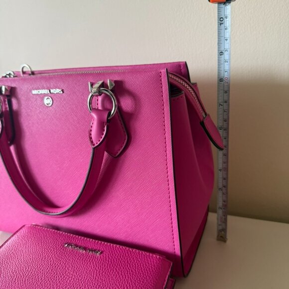 Michael Kors Marilyn Medium Satchel w/Smartphone Wallet BUNDLE Hot Pink Tote - Picture 13 of 16